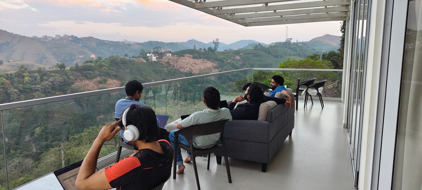 Evening on the balcony, laptops open